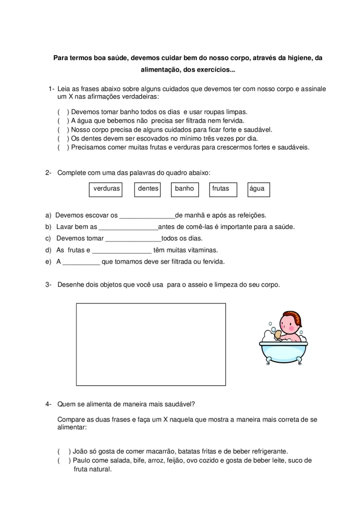 Atividades sobre alimentação saudável para o 3° ao 5° ano — p1 | Atividades Educação Infantil (ensinoja.com.br)