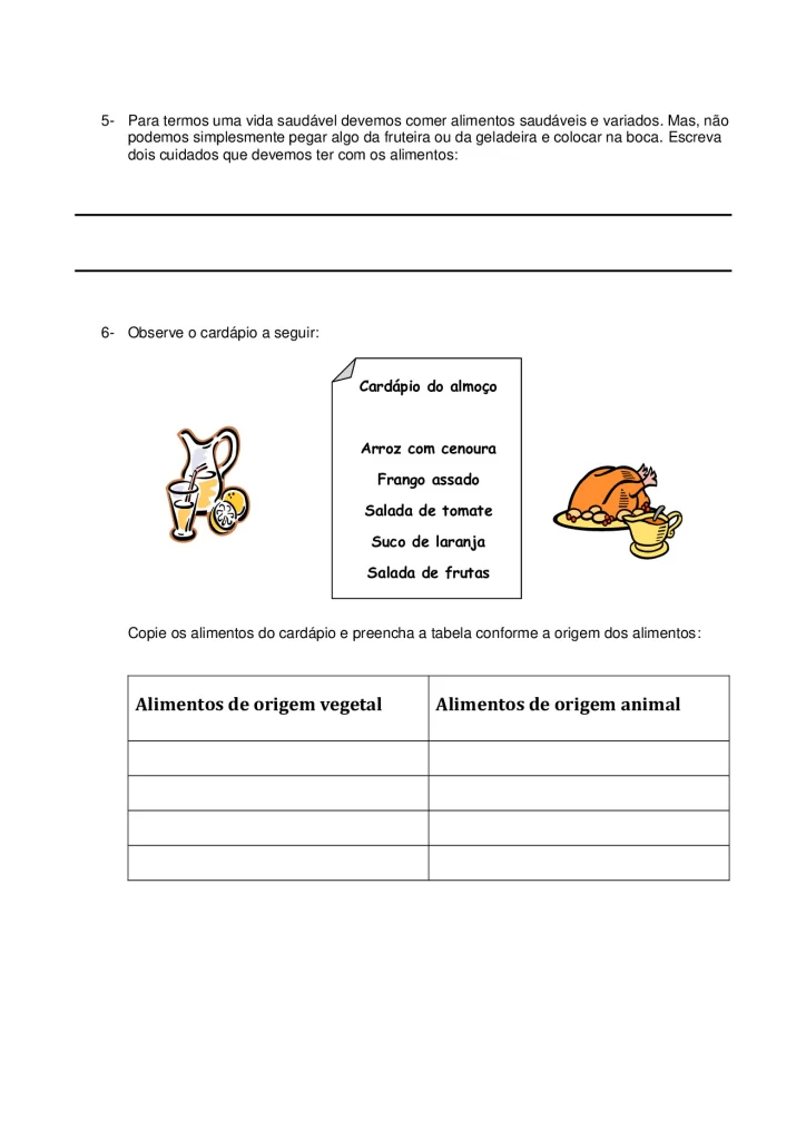 Atividades sobre alimentação saudável para o 3° ao 5° ano — p2 | Atividades Educação Infantil (ensinoja.com.br)