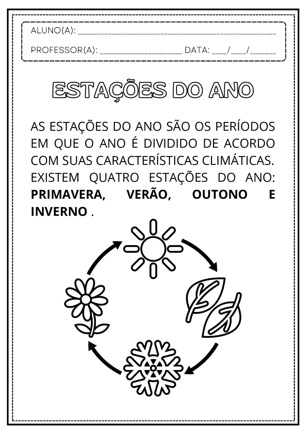 Atividades sobre as Estações do Ano para Imprimir e Colorir – PDF Grátis