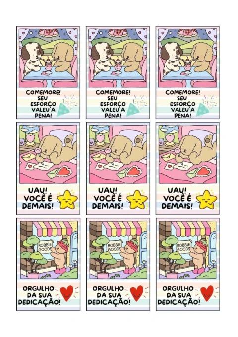 Cartões de incentivo e celebração para crianças