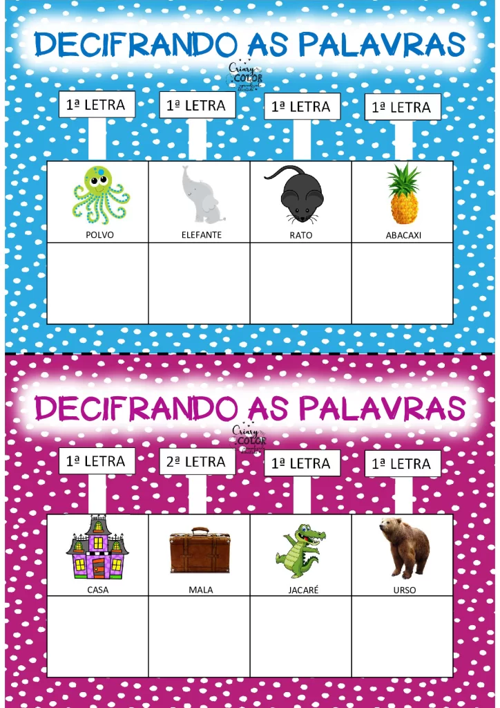Decifrando as palavras para crianças — p2 | Atividades Educação Infantil (ensinoja.com.br)