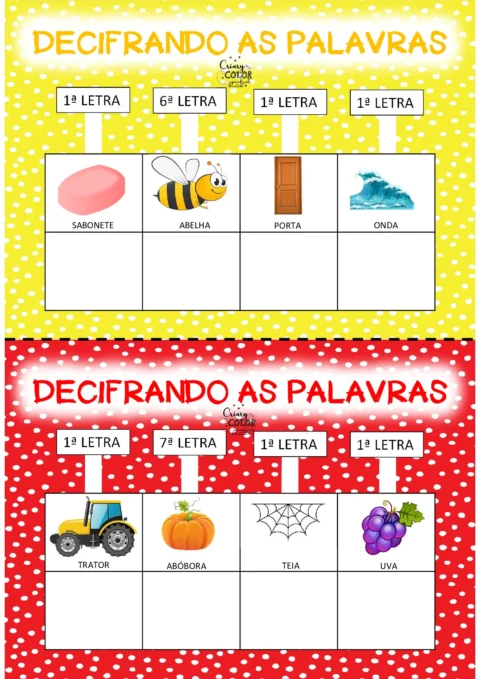 Decifrando as palavras para crianças — p5 | Atividades Educação Infantil (ensinoja.com.br)