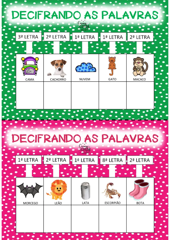 Decifrando as palavras para crianças — p6 | Atividades Educação Infantil (ensinoja.com.br)