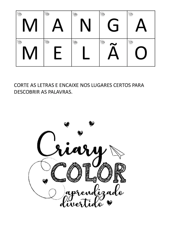 Decifrando as palavras para crianças — p8 | Atividades Educação Infantil (ensinoja.com.br)