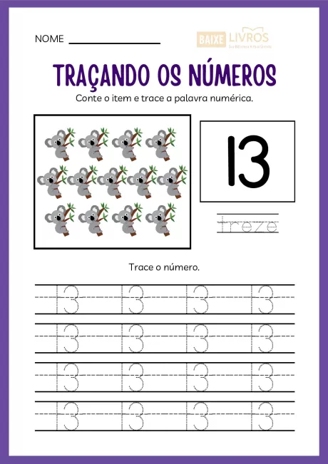Atividades de caligrafia para números — p14