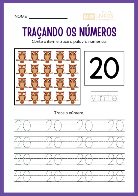 Atividades de caligrafia para números — p21