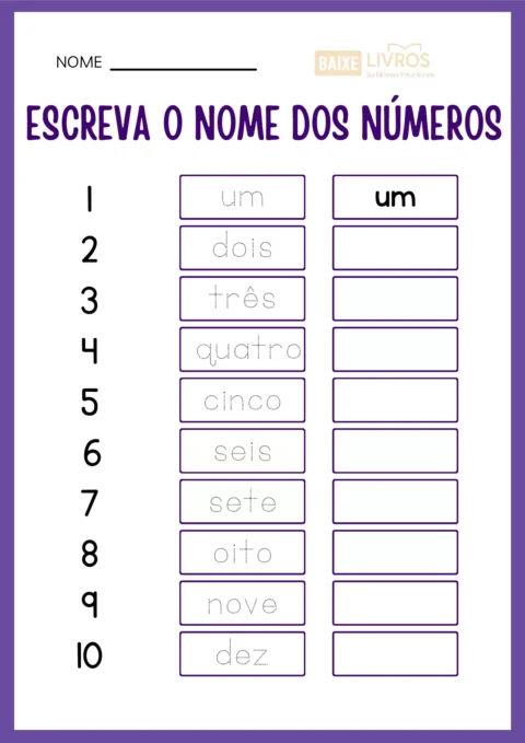Atividades de caligrafia para números — p24