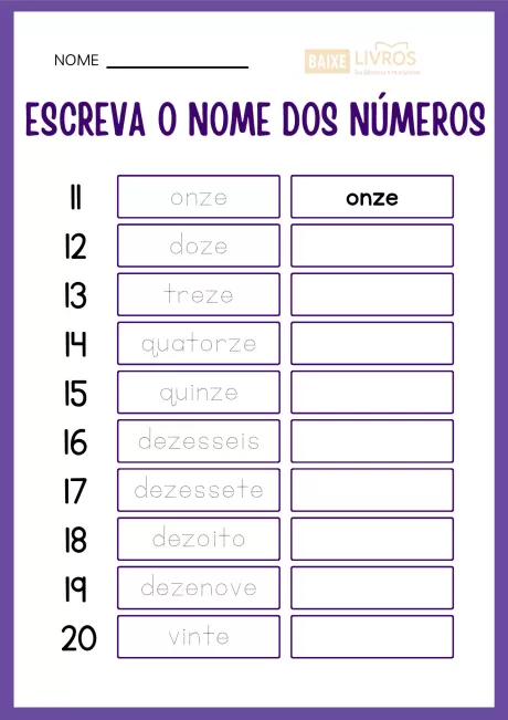 Atividades de caligrafia para números — p25