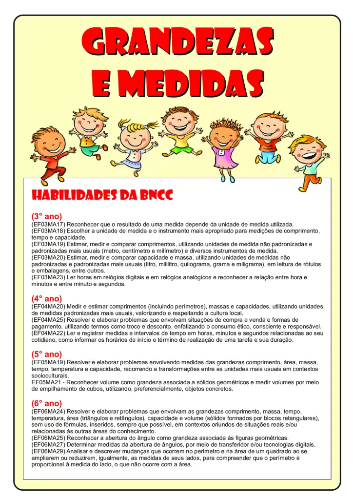 Atividades sobre grandezas e medidas para crianças — p1
