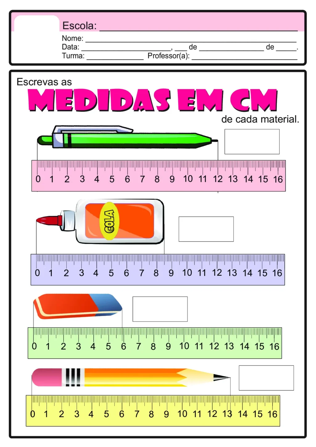Atividades sobre grandezas e medidas para crianças