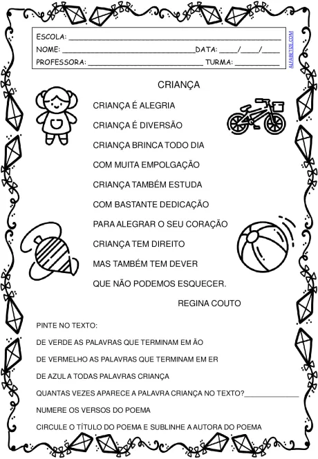 Atividades para o Dia das Crianças: Sequência Didática — p2
