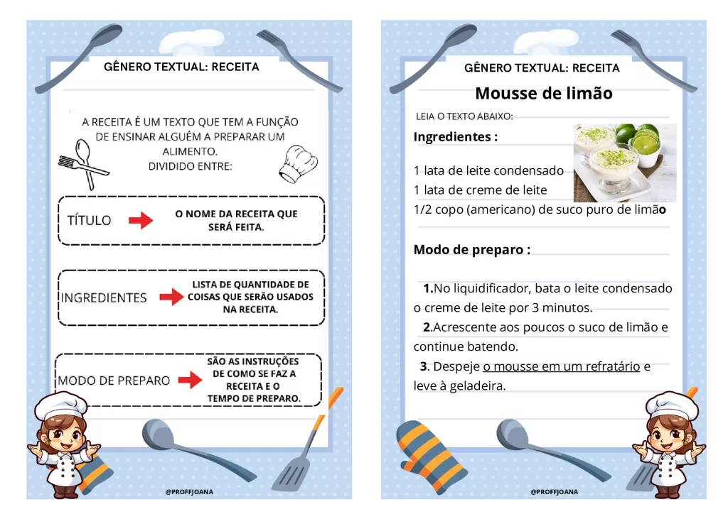 Aprendendo sobre o gênero textual receita — p1