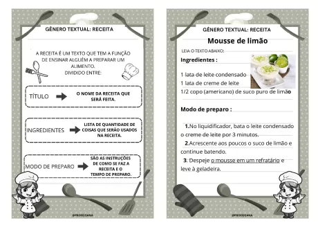Aprendendo sobre o gênero textual receita — p2