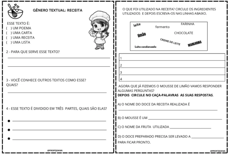 Aprendendo sobre o gênero textual receita