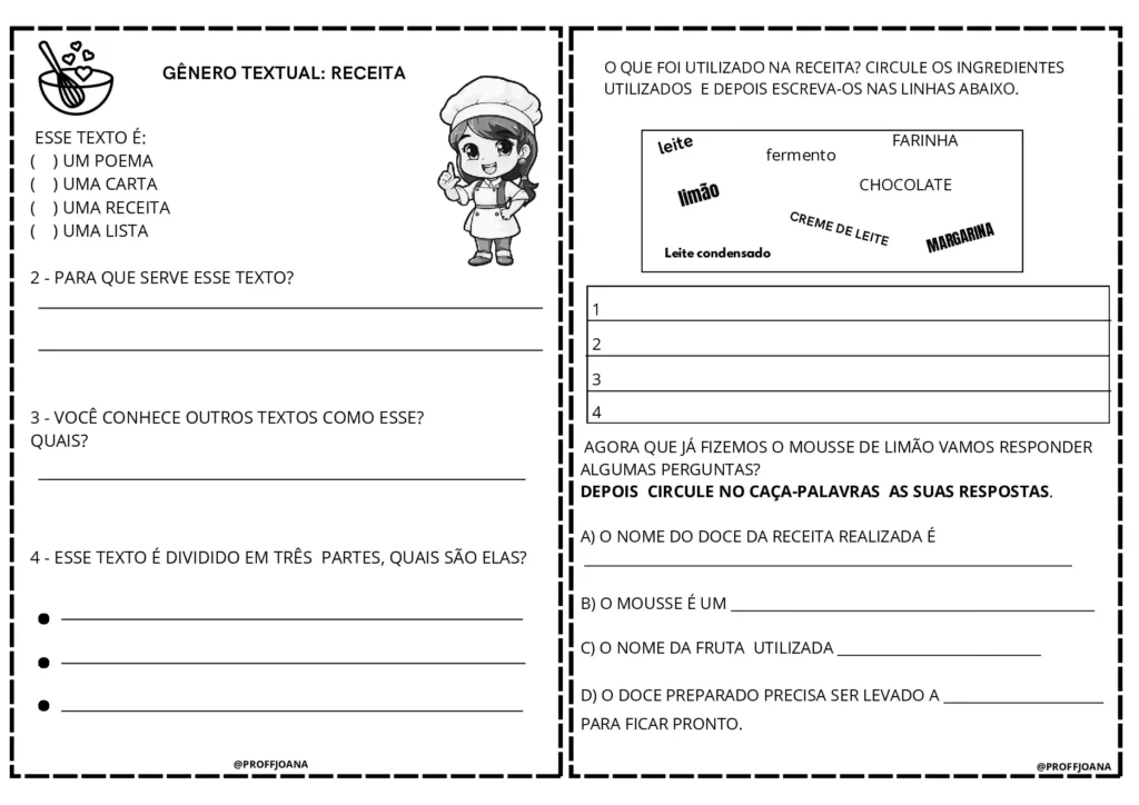 Aprendendo sobre o gênero textual receita