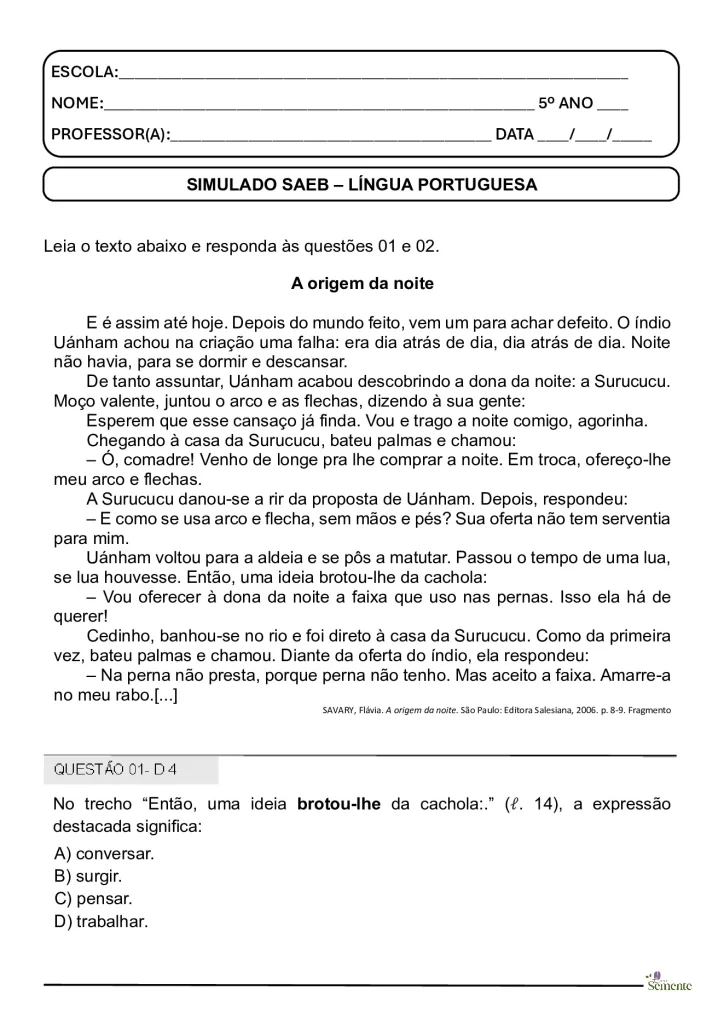 Simulado SAEB 2025 para o 5º ano — p2 | Atividades Educação Infantil (ensinoja.com.br)