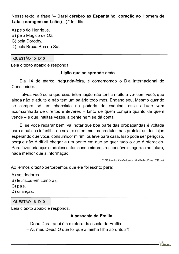Simulado SAEB 2025 para o 5º ano — p10 | Atividades Educação Infantil (ensinoja.com.br)