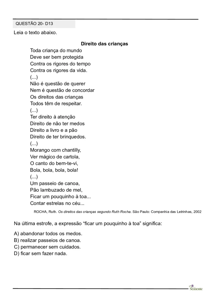 Simulado SAEB 2025 para o 5º ano — p13 | Atividades Educação Infantil (ensinoja.com.br)