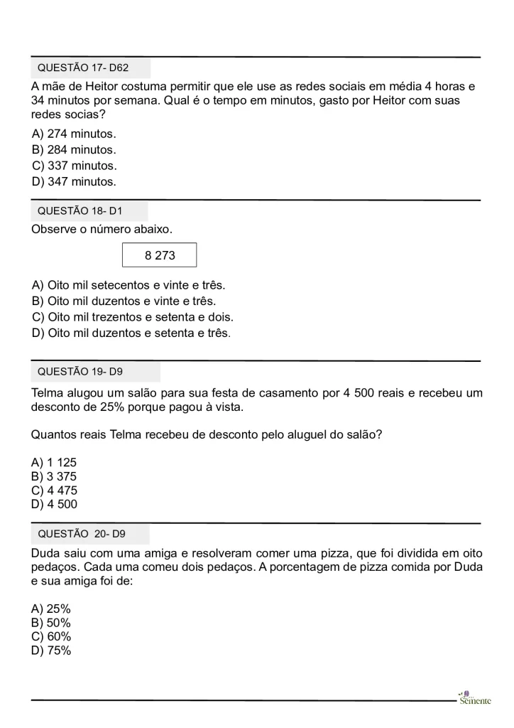 Simulado SAEB 2025 para o 5º ano — p19 | Atividades Educação Infantil (ensinoja.com.br)