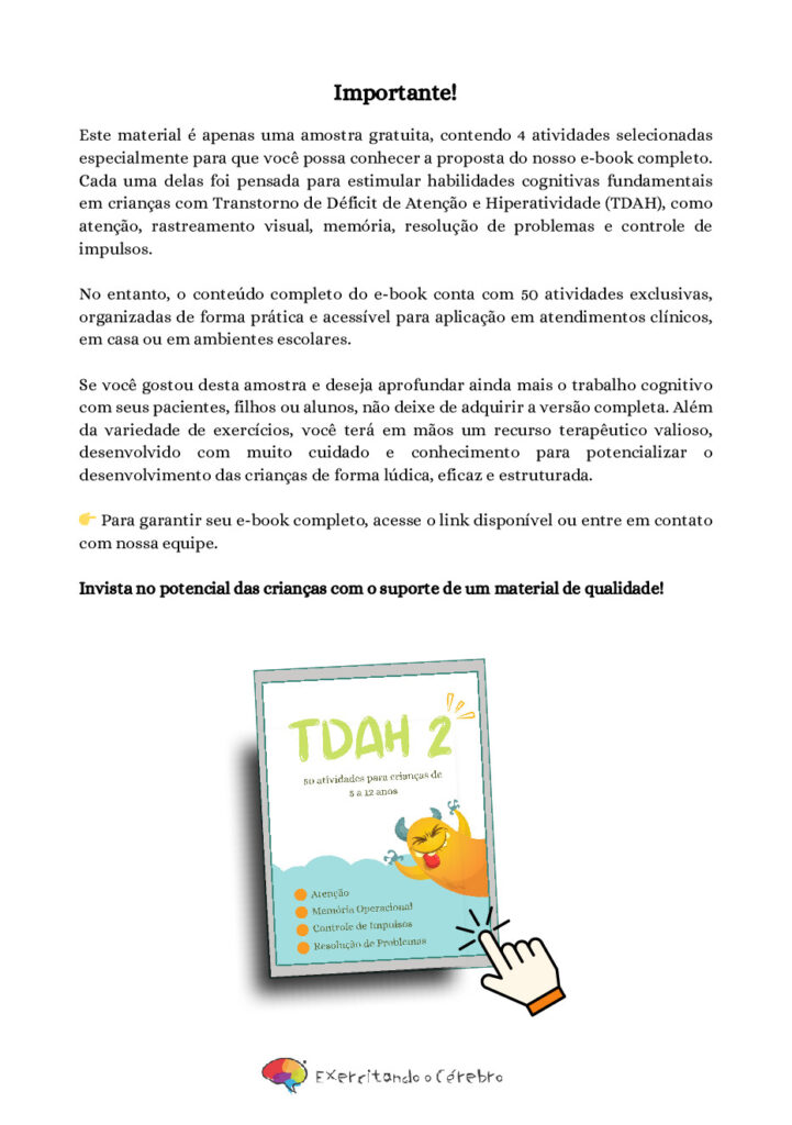 TDAH: 2 atividades para crianças de 5 a 12 anos — p2 | Atividades Educação Infantil (ensinoja.com.br)