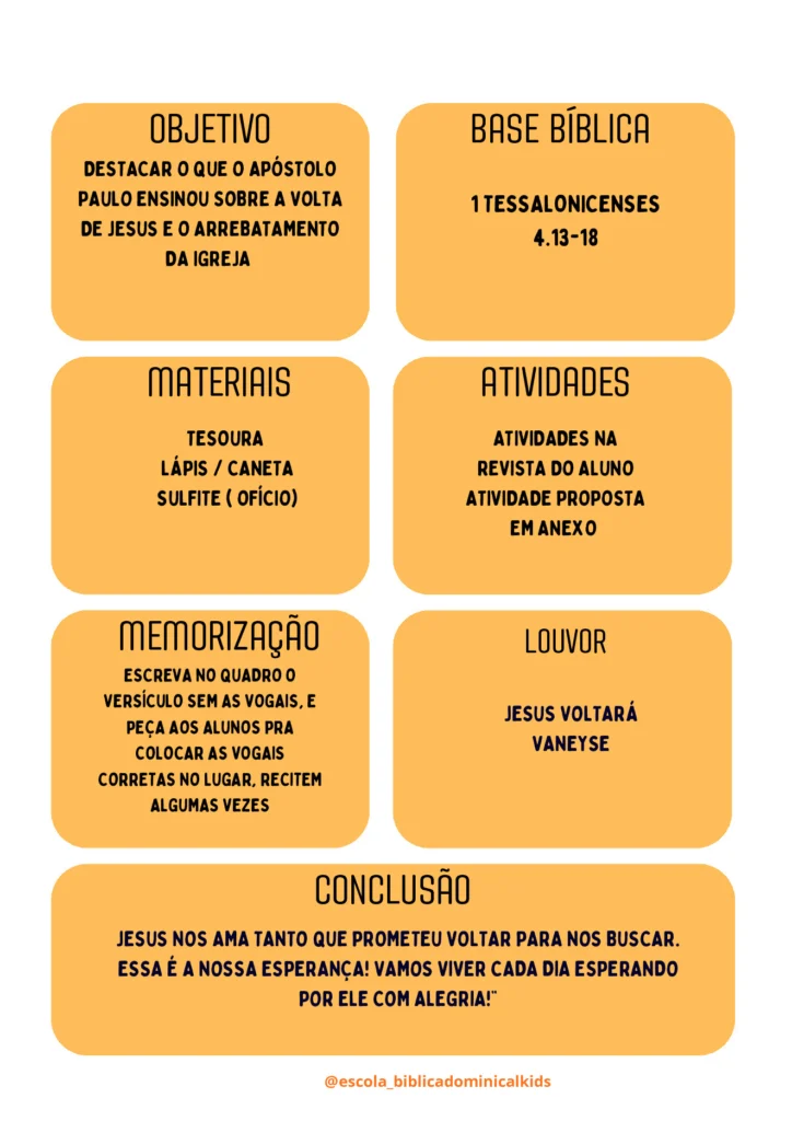 A volta de Jesus: 1 Tessalonicenses 4.13-18 — p2 | Atividades Educação Infantil (ensinoja.com.br)
