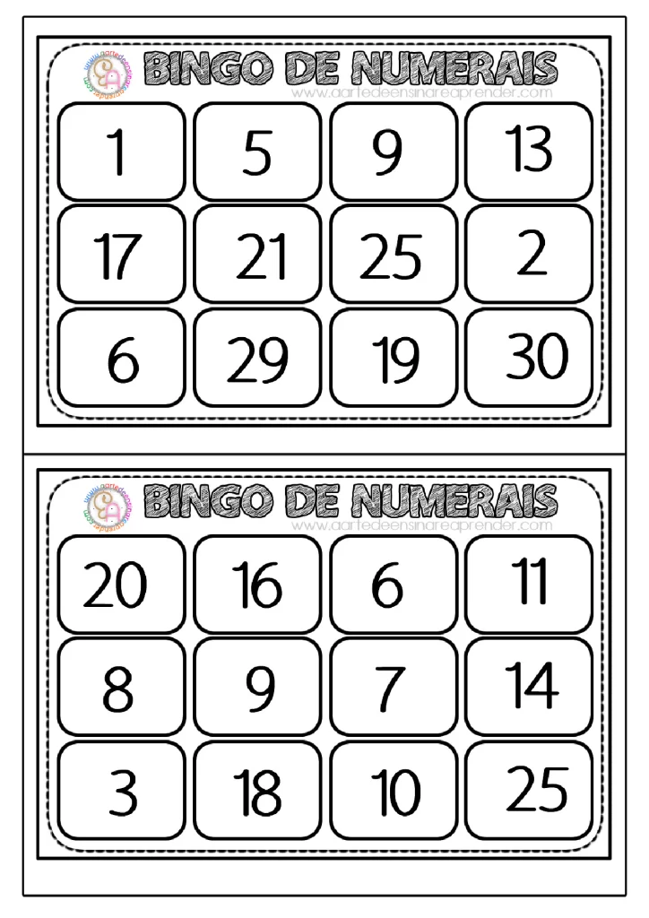 Atividades de bingo para aprender numerais — p2 | Atividades Educação Infantil (ensinoja.com.br)