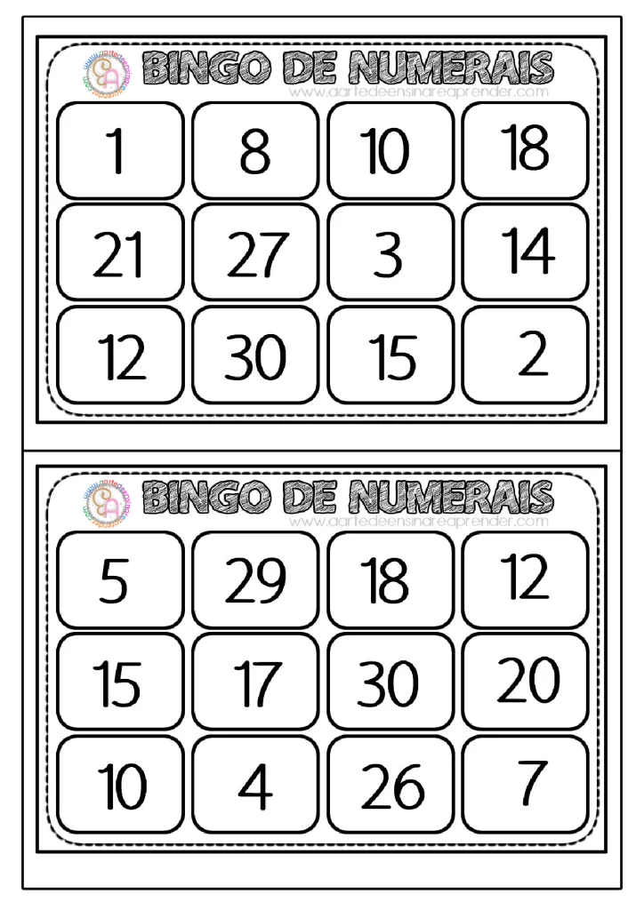 Atividades de bingo para aprender numerais — p3 | Atividades Educação Infantil (ensinoja.com.br)