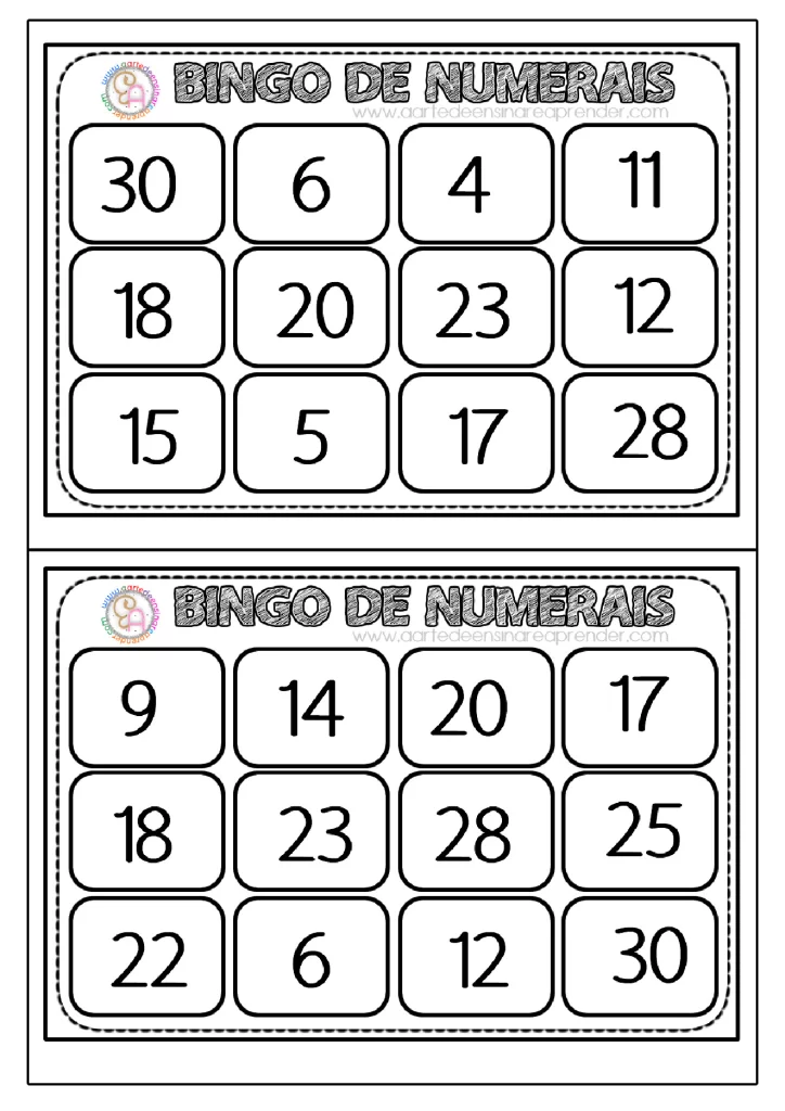 Atividades de bingo para aprender numerais — p4 | Atividades Educação Infantil (ensinoja.com.br)
