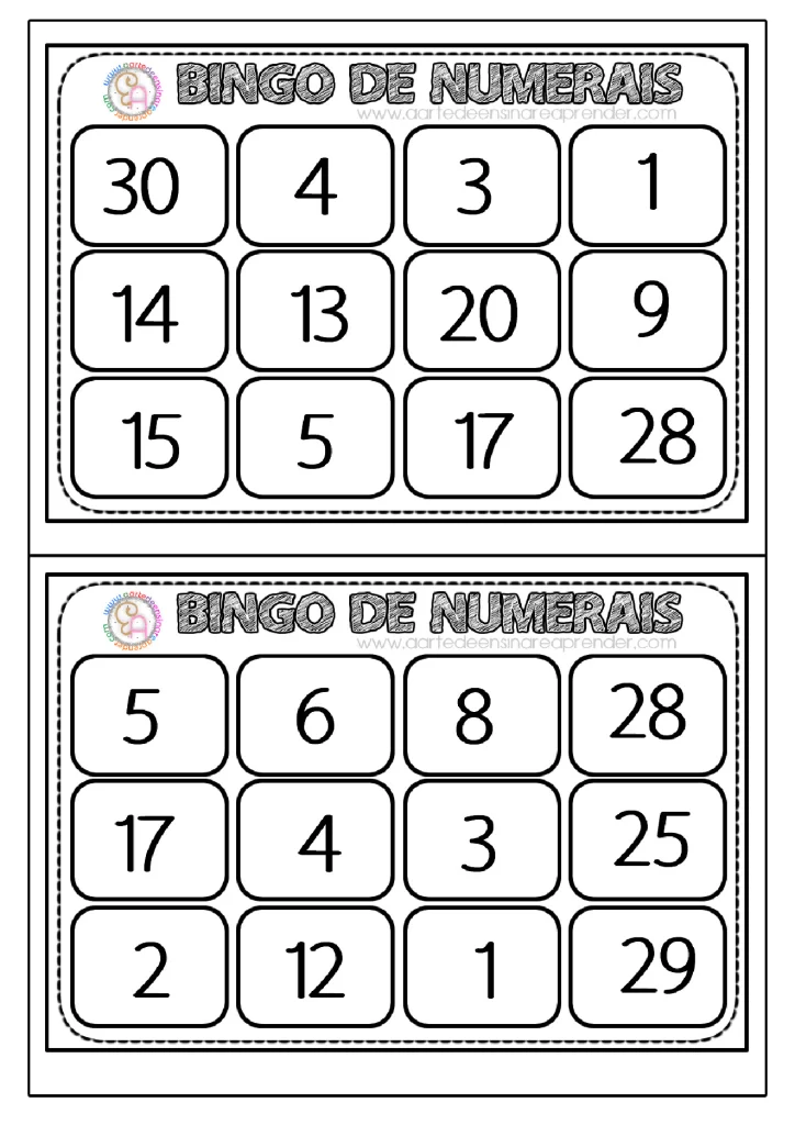 Atividades de bingo para aprender numerais — p5 | Atividades Educação Infantil (ensinoja.com.br)