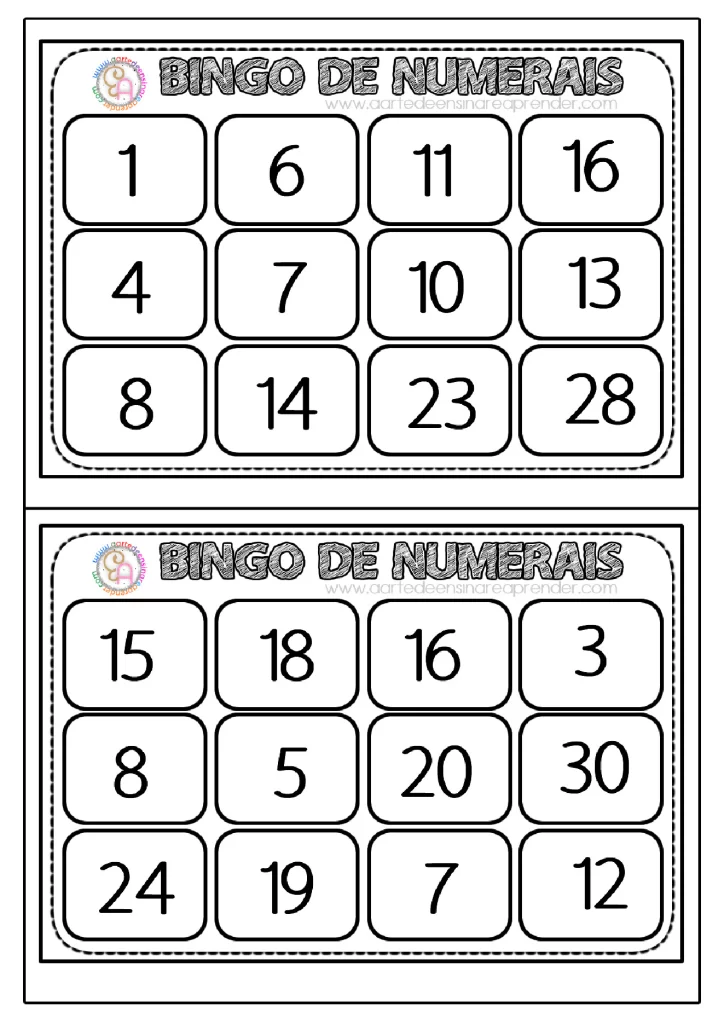 Atividades de bingo para aprender numerais — p6 | Atividades Educação Infantil (ensinoja.com.br)