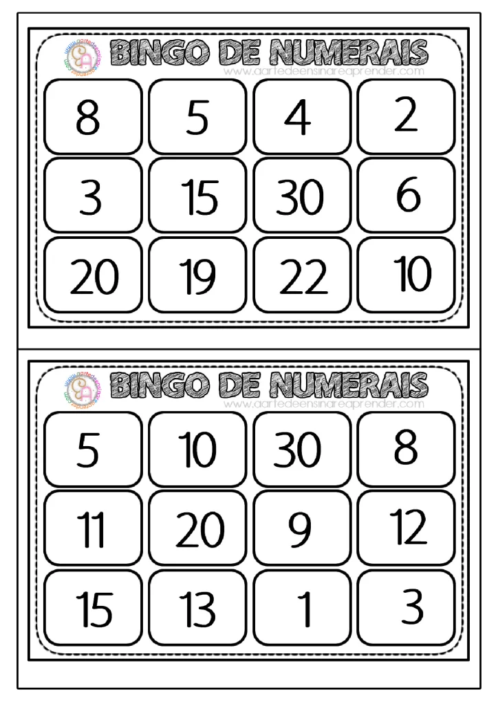 Atividades de bingo para aprender numerais — p7 | Atividades Educação Infantil (ensinoja.com.br)