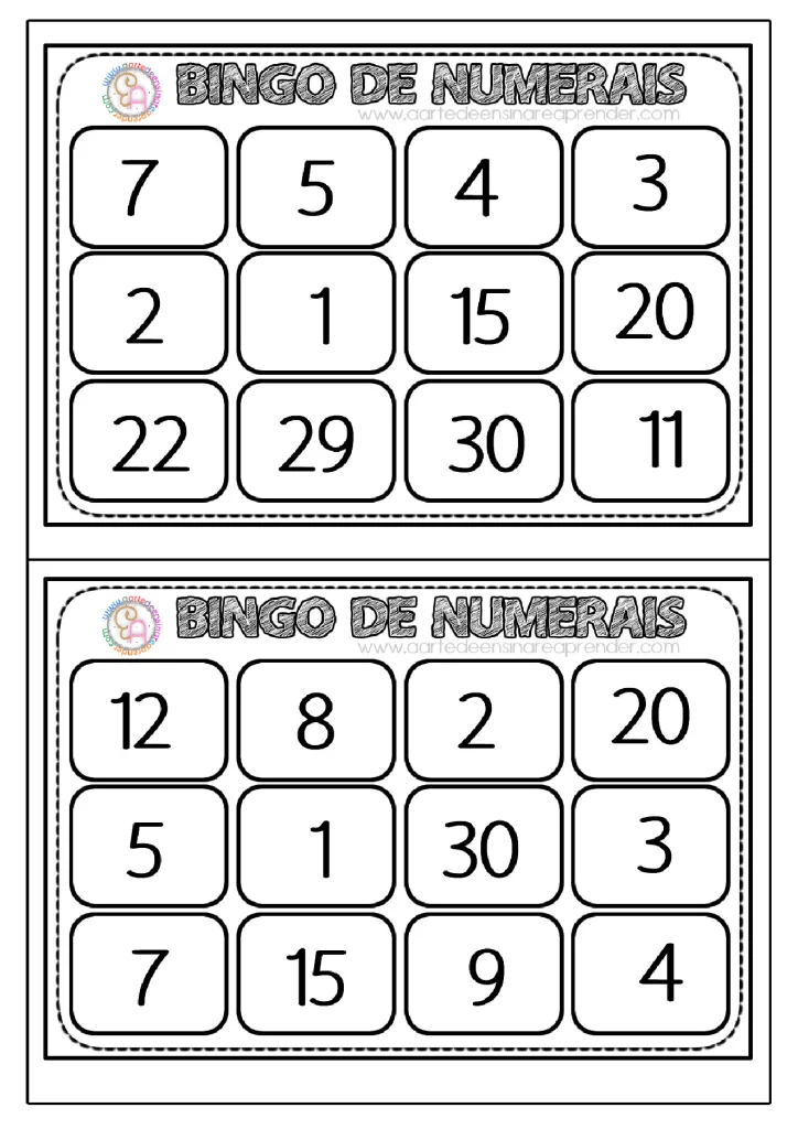 Atividades de bingo para aprender numerais — p8 | Atividades Educação Infantil (ensinoja.com.br)
