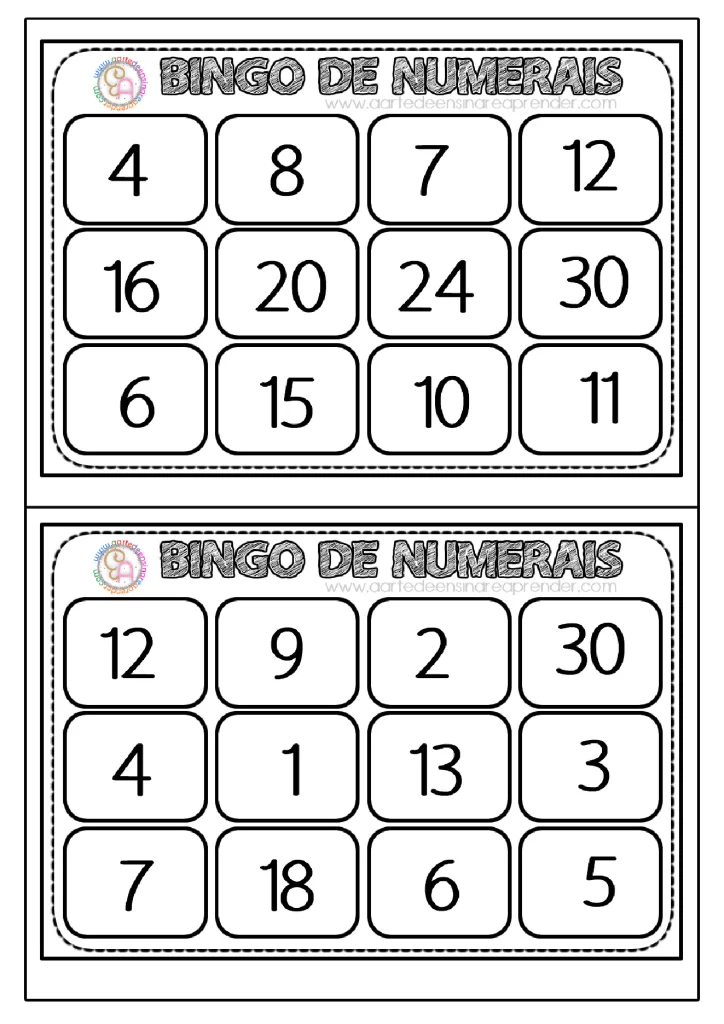 Atividades de bingo para aprender numerais — p9 | Atividades Educação Infantil (ensinoja.com.br)
