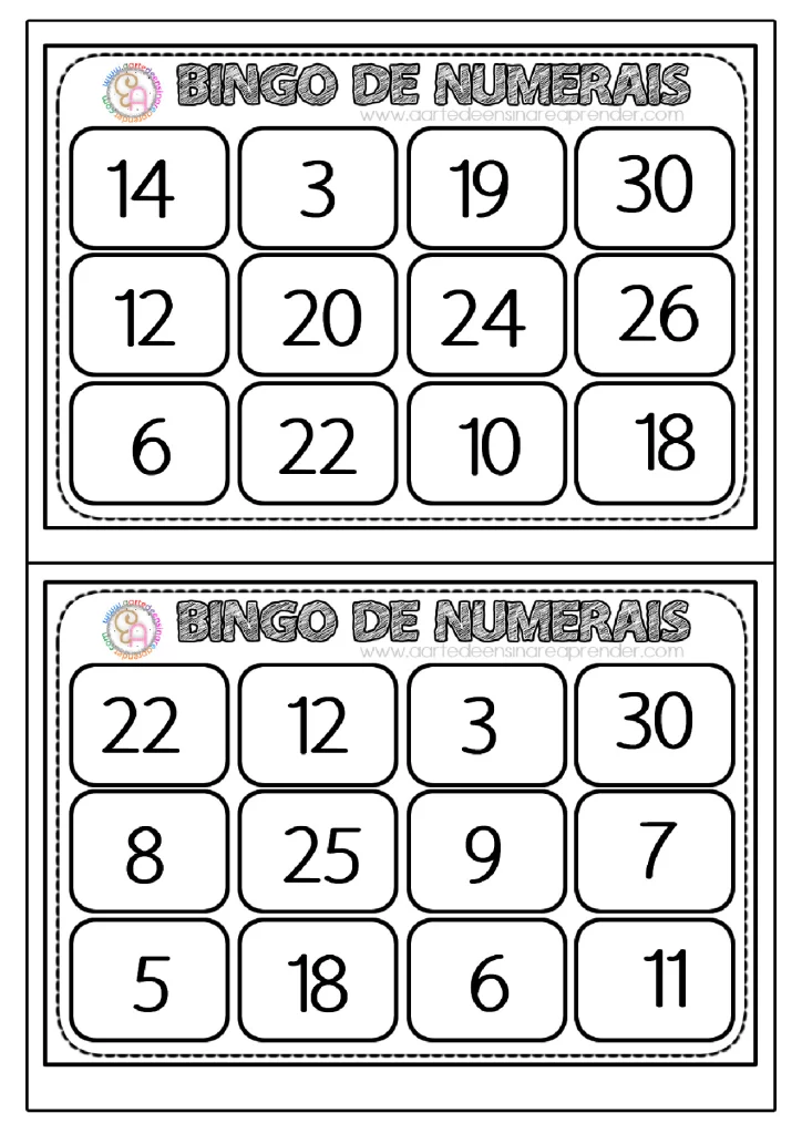 Atividades de bingo para aprender numerais — p10 | Atividades Educação Infantil (ensinoja.com.br)