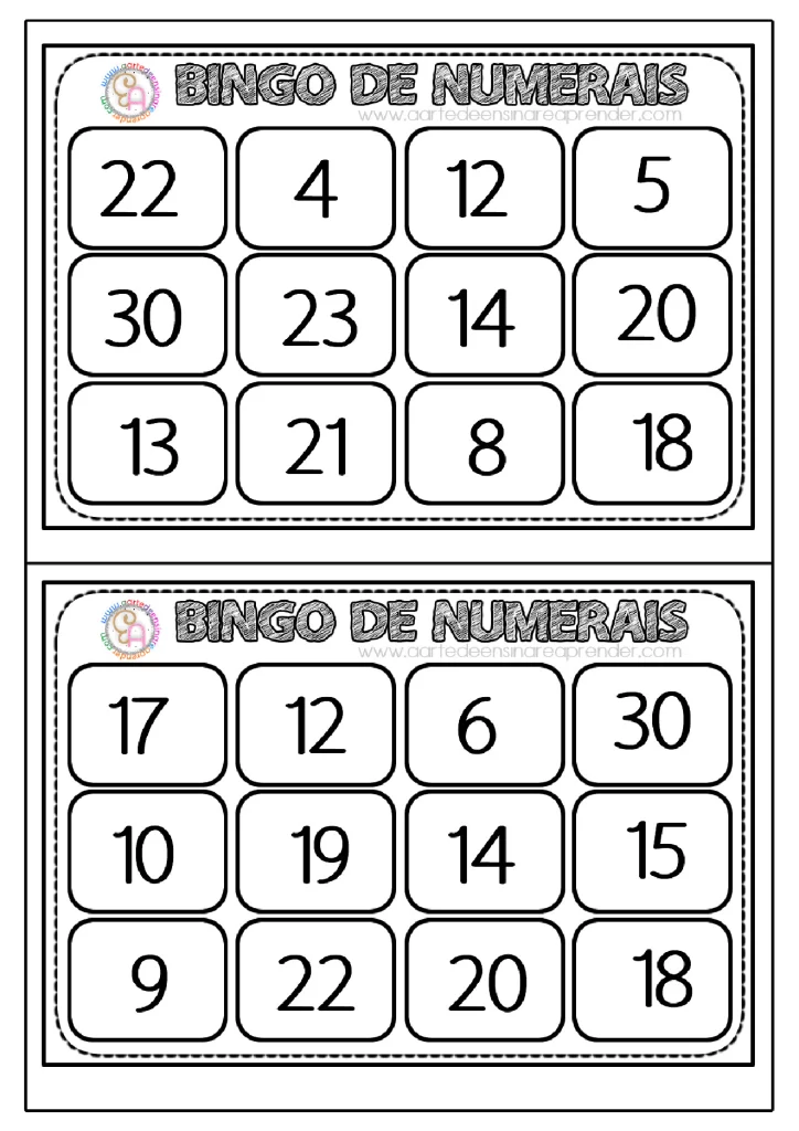 Atividades de bingo para aprender numerais — p13 | Atividades Educação Infantil (ensinoja.com.br)