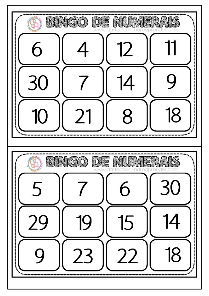 Atividades de bingo para aprender numerais — p14 | Atividades Educação Infantil (ensinoja.com.br)