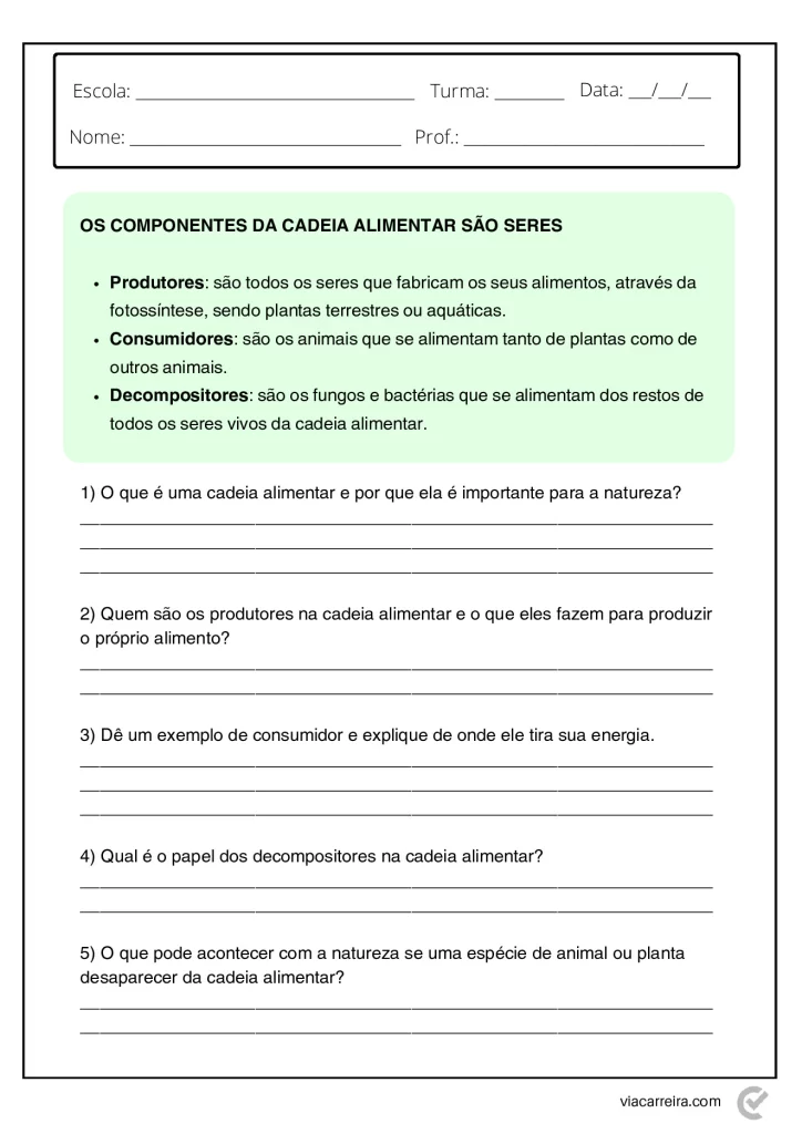 Atividades de Cadeia Alimentar 3° ano e 4º Ano em PDF — p2 | Atividades Educação Infantil (ensinoja.com.br)