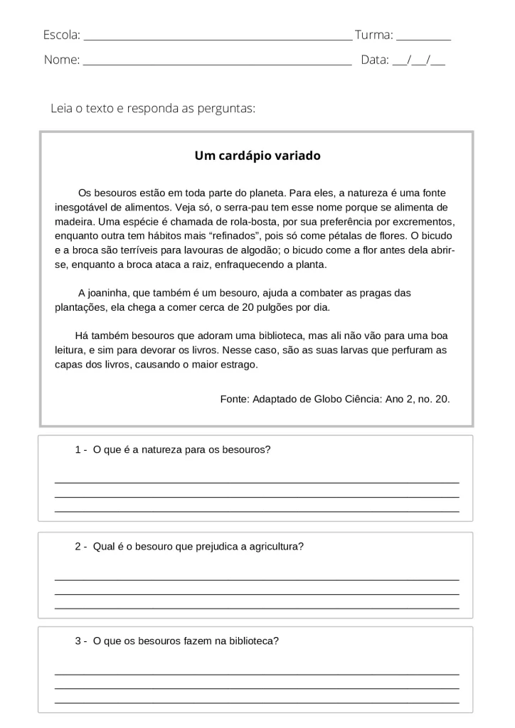 Atividades de interpretação de texto 4° e 5° ano em PDF — p2 | Atividades Educação Infantil (ensinoja.com.br)