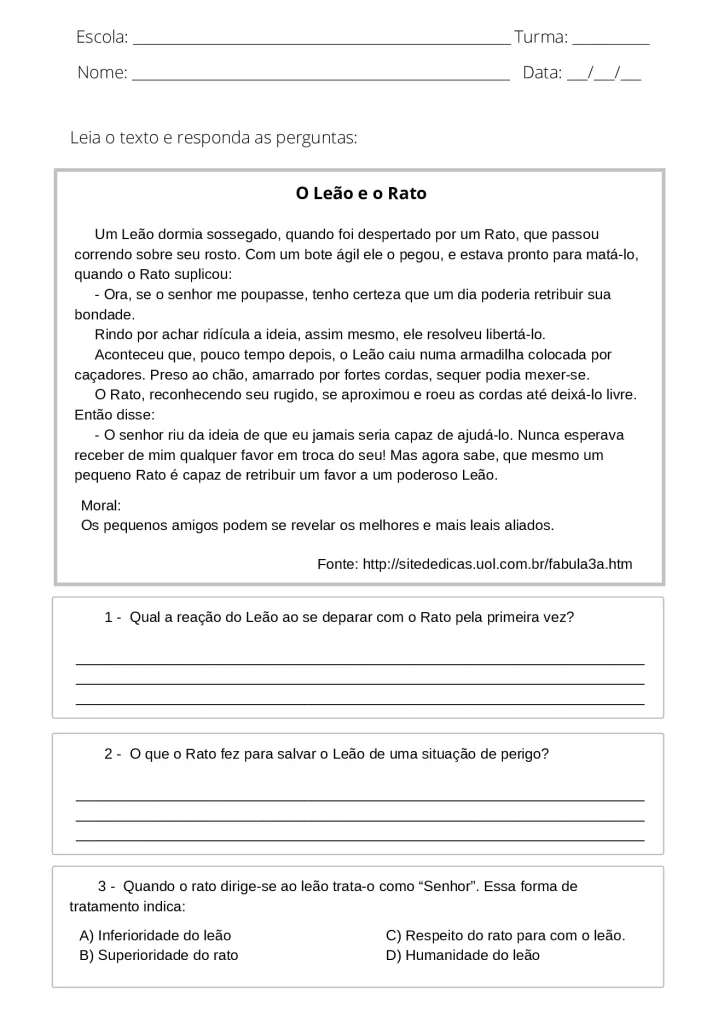 Atividades de interpretação de texto 4° e 5° ano em PDF — p3 | Atividades Educação Infantil (ensinoja.com.br)