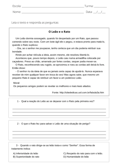 Atividades de interpretação de texto 4° e 5° ano em PDF — p3 | Atividades Educação Infantil (ensinoja.com.br)