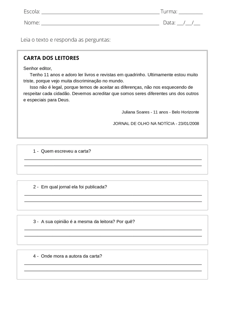 Atividades de interpretação de texto 4° e 5° ano em PDF — p14 | Atividades Educação Infantil (ensinoja.com.br)