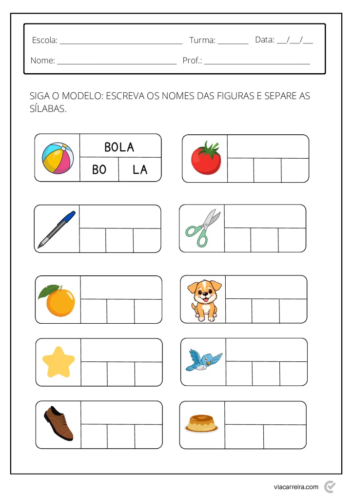 Atividades de separação de sílabas para crianças — p5 | Atividades Educação Infantil (ensinoja.com.br)