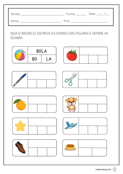 Atividades de separação de sílabas para crianças — p5 | Atividades Educação Infantil (ensinoja.com.br)