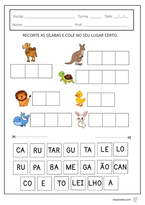 Atividades de separação de sílabas para crianças — p6 | Atividades Educação Infantil (ensinoja.com.br)
