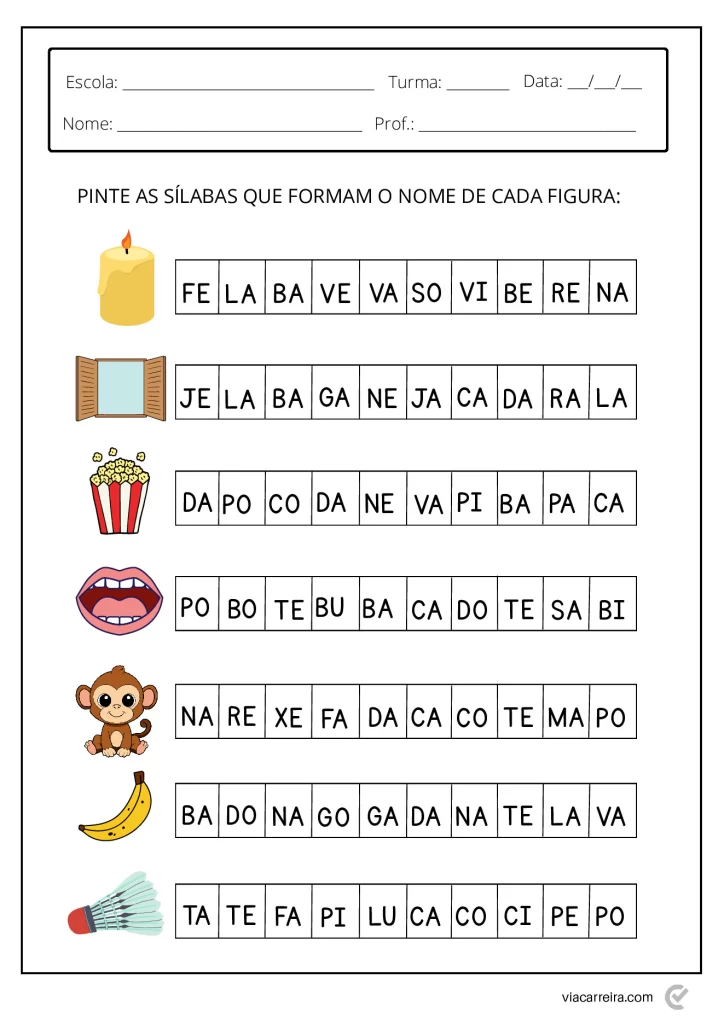 Atividades de separação de sílabas para crianças — p8 | Atividades Educação Infantil (ensinoja.com.br)