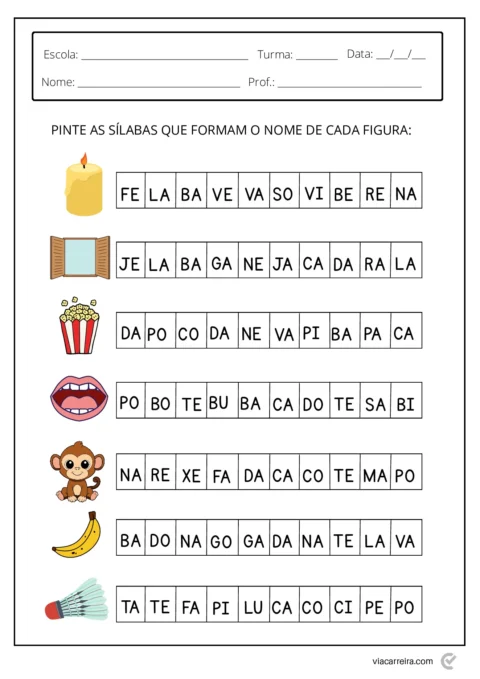 Atividades de separação de sílabas para crianças — p8 | Atividades Educação Infantil (ensinoja.com.br)