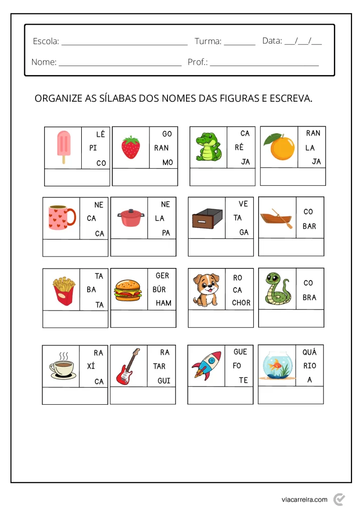 Atividades de separação de sílabas para crianças — p9 | Atividades Educação Infantil (ensinoja.com.br)
