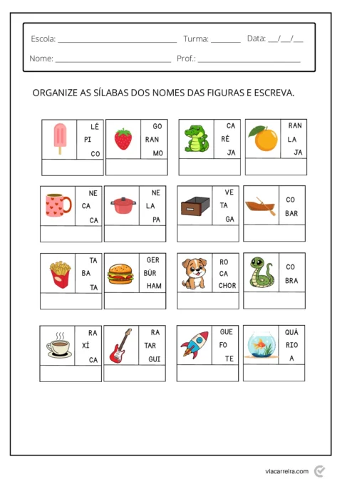 Atividades de separação de sílabas para crianças — p9 | Atividades Educação Infantil (ensinoja.com.br)