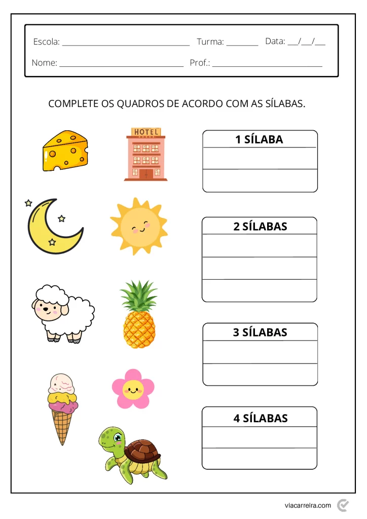 Atividades de separação de sílabas para crianças — p13 | Atividades Educação Infantil (ensinoja.com.br)