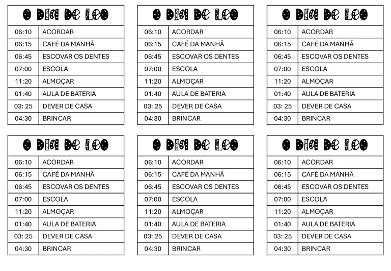 Atividades diárias de Laura e Leo — p4 | Atividades Educação Infantil (ensinoja.com.br)